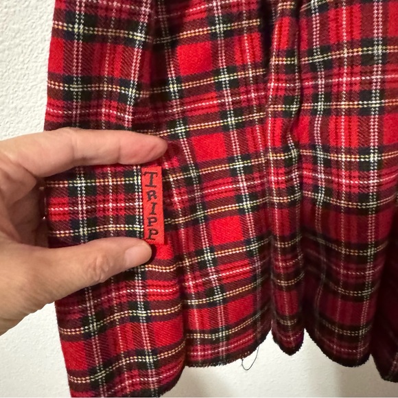 Vintage TRIPP NYC Skirt Red Black Plaid Pleated Mini Retro Hot Topic Grunge-22 - Picture 5 of 8